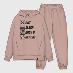 Мужской костюм оверсайз Eat sleep rush b, цвет: пыльно-розовый