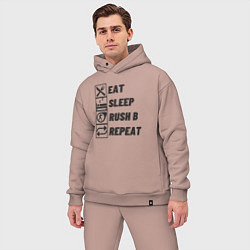 Мужской костюм оверсайз Eat sleep rush b, цвет: пыльно-розовый — фото 2