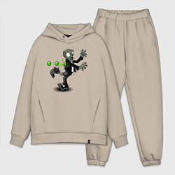 Мужской костюм оверсайз PvZ Зомби атакован, цвет: миндальный