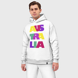 Мужской костюм оверсайз Австралия - буквы - цвет, цвет: белый — фото 2