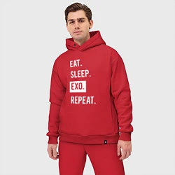 Мужской костюм оверсайз Eat Sleep EXO Repeat, цвет: красный — фото 2