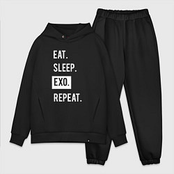Мужской костюм оверсайз Eat Sleep EXO Repeat, цвет: черный