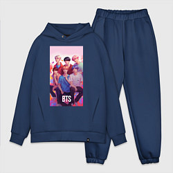 Мужской костюм оверсайз BTS art anime style, цвет: тёмно-синий