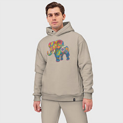 Мужской костюм оверсайз Разноцветный слоник, цвет: миндальный — фото 2