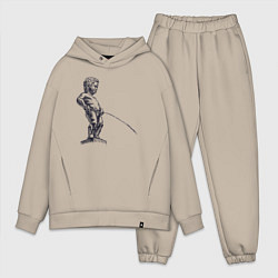 Мужской костюм оверсайз Писающий мальчик, цвет: миндальный