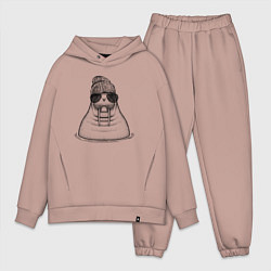 Мужской костюм оверсайз Морж в панаме, цвет: пыльно-розовый