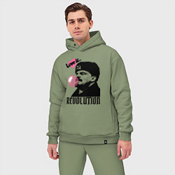 Мужской костюм оверсайз Ленин любовь и революция, цвет: авокадо — фото 2