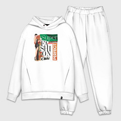 Мужской костюм оверсайз Модная супер-девочка, цвет: белый