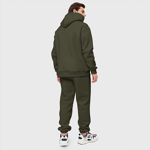 Мужской костюм оверсайз Лама - альпака с бокалом / Хаки – фото 4