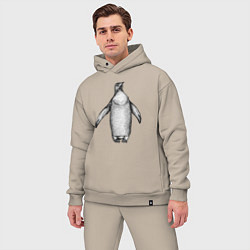 Мужской костюм оверсайз Пингвин штрихами, цвет: миндальный — фото 2