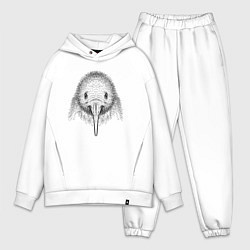 Мужской костюм оверсайз Птица киви анфас, цвет: белый