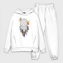 Мужской костюм оверсайз Ловец снов с перьями, цвет: белый