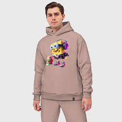 Мужской костюм оверсайз Губка Боб и улитка Гэри - киберпанк, цвет: пыльно-розовый — фото 2