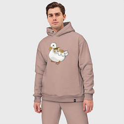 Мужской костюм оверсайз Утка с другом котёнком, цвет: пыльно-розовый — фото 2