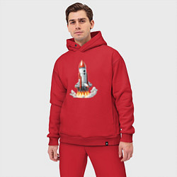 Мужской костюм оверсайз Запуск космического корабля, цвет: красный — фото 2