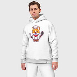 Мужской костюм оверсайз Пёсик повар, цвет: белый — фото 2