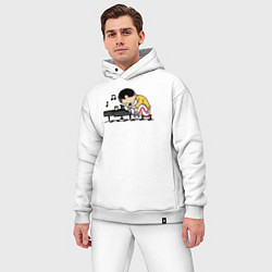 Мужской костюм оверсайз Фредди Меркьюри за роялем, цвет: белый — фото 2