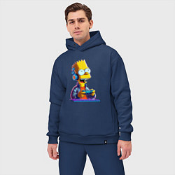 Мужской костюм оверсайз Bart is an avid gamer, цвет: тёмно-синий — фото 2