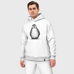 Мужской костюм оверсайз Пингвиненок спереди, цвет: белый — фото 2