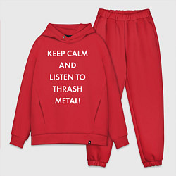 Мужской костюм оверсайз Надпись Keep calm and listen to thash metal, цвет: красный