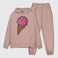 Мужской костюм оверсайз Brain ice cream, цвет: пыльно-розовый