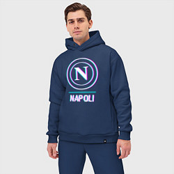Мужской костюм оверсайз Napoli FC в стиле glitch, цвет: тёмно-синий — фото 2