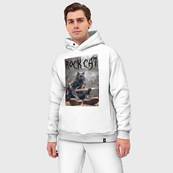 Мужской костюм оверсайз Rock cat - ai art, цвет: белый — фото 2