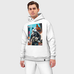 Мужской костюм оверсайз Cool hare with a skateboard - ai art, цвет: белый — фото 2