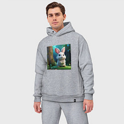 Мужской костюм оверсайз Зайчик на поляне, цвет: меланж — фото 2