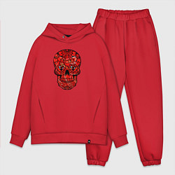 Мужской костюм оверсайз Red decorative skull