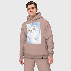 Мужской костюм оверсайз Судзумэ закрывающая двери Дайджин кот, цвет: пыльно-розовый — фото 2