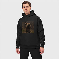 Мужской костюм оверсайз Медведи гуляют по лесу, цвет: черный — фото 2