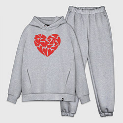 Мужской костюм оверсайз Hearts of love, цвет: меланж