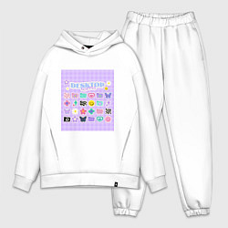 Мужской костюм оверсайз Ретро стиль нулевых y2k, цвет: белый