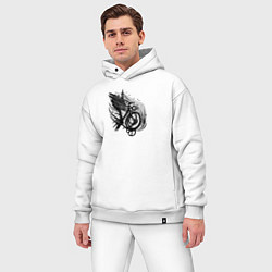 Мужской костюм оверсайз Абстрактный велосипед тату, цвет: белый — фото 2