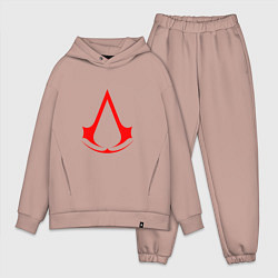 Мужской костюм оверсайз Red logo of assassins, цвет: пыльно-розовый