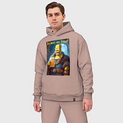 Мужской костюм оверсайз In beer we trust - motto, цвет: пыльно-розовый — фото 2