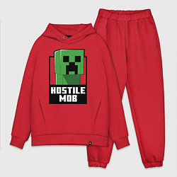 Мужской костюм оверсайз Minecraft hostile mob, цвет: красный