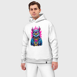 Мужской костюм оверсайз Крутая модная сова, цвет: белый — фото 2