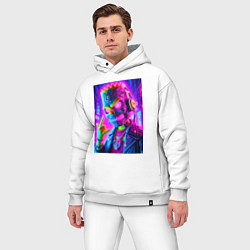 Мужской костюм оверсайз Cyber skeleton of Bart Simpson - neon glow, цвет: белый — фото 2