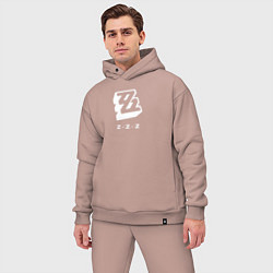 Мужской костюм оверсайз Zenless Zone Zero logo, цвет: пыльно-розовый — фото 2