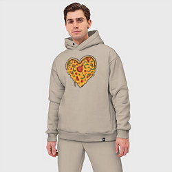 Мужской костюм оверсайз Pizza heart, цвет: миндальный — фото 2