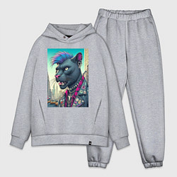 Мужской костюм оверсайз Чувак пантера панк житель Нью-Йорка - нейросеть, цвет: меланж