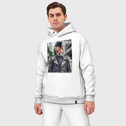 Мужской костюм оверсайз Леопард панк музыкант - нейросеть, цвет: белый — фото 2