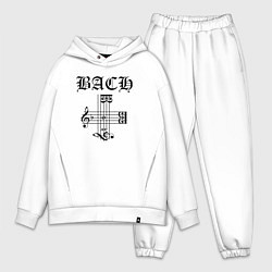 Мужской костюм оверсайз B-A-C-H - Иоганн Себастьян Бах чёрный, цвет: белый