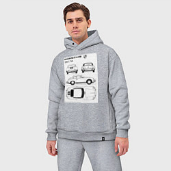 Мужской костюм оверсайз Машина Porsche, цвет: меланж — фото 2
