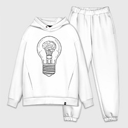 Мужской костюм оверсайз Мозг и лампочка, цвет: белый