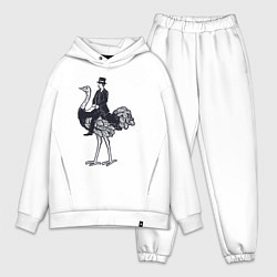 Мужской костюм оверсайз Страус и джентльмен, цвет: белый