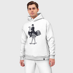 Мужской костюм оверсайз Страус и джентльмен, цвет: белый — фото 2