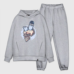 Мужской костюм оверсайз Broken skater skull, цвет: меланж